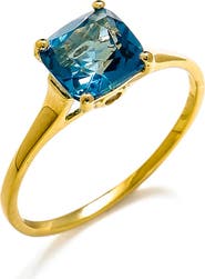YS GEMS Square Cut London Blue Topaz Ring