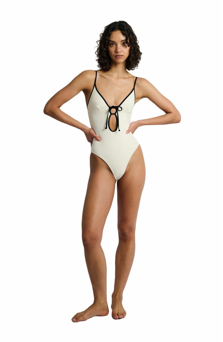Onia Soleil One Piece, Main, color, Egret/Black