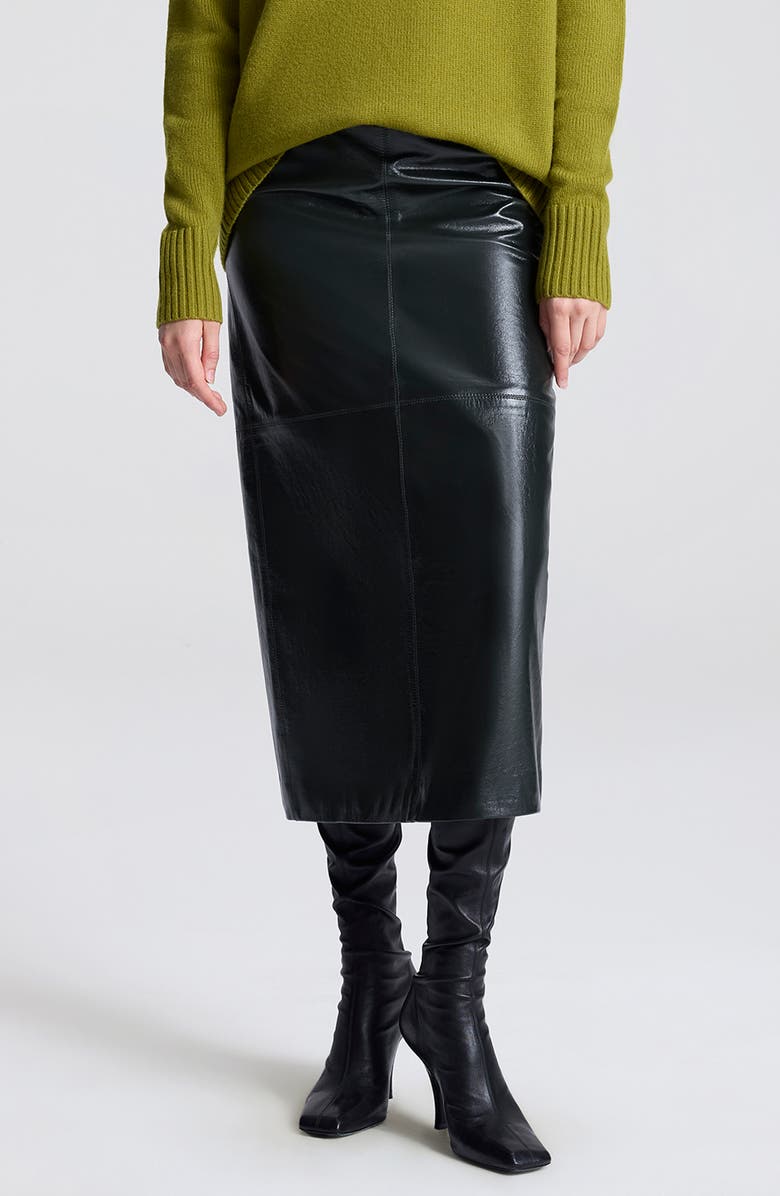 A.L.C. Marta Leather Midi Skirt, Main, color, Dark Green