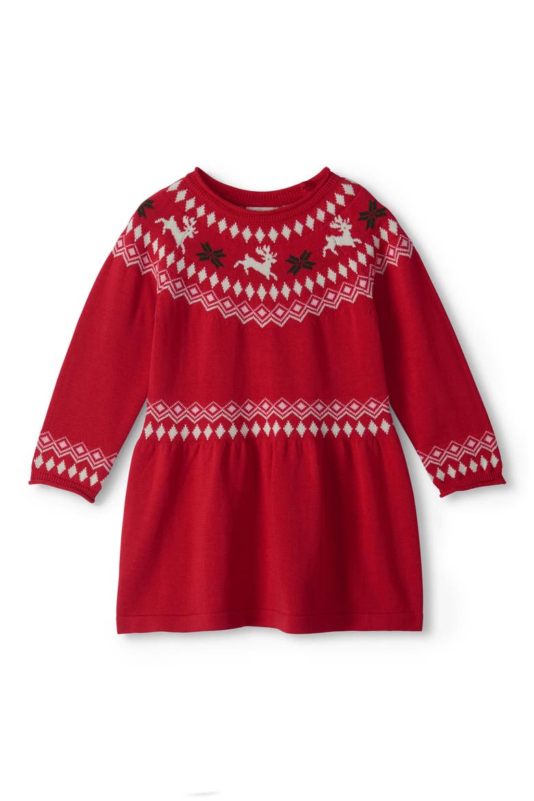 Kids' Reindeer Fair Isle Dress, Main, color, CHEX RED