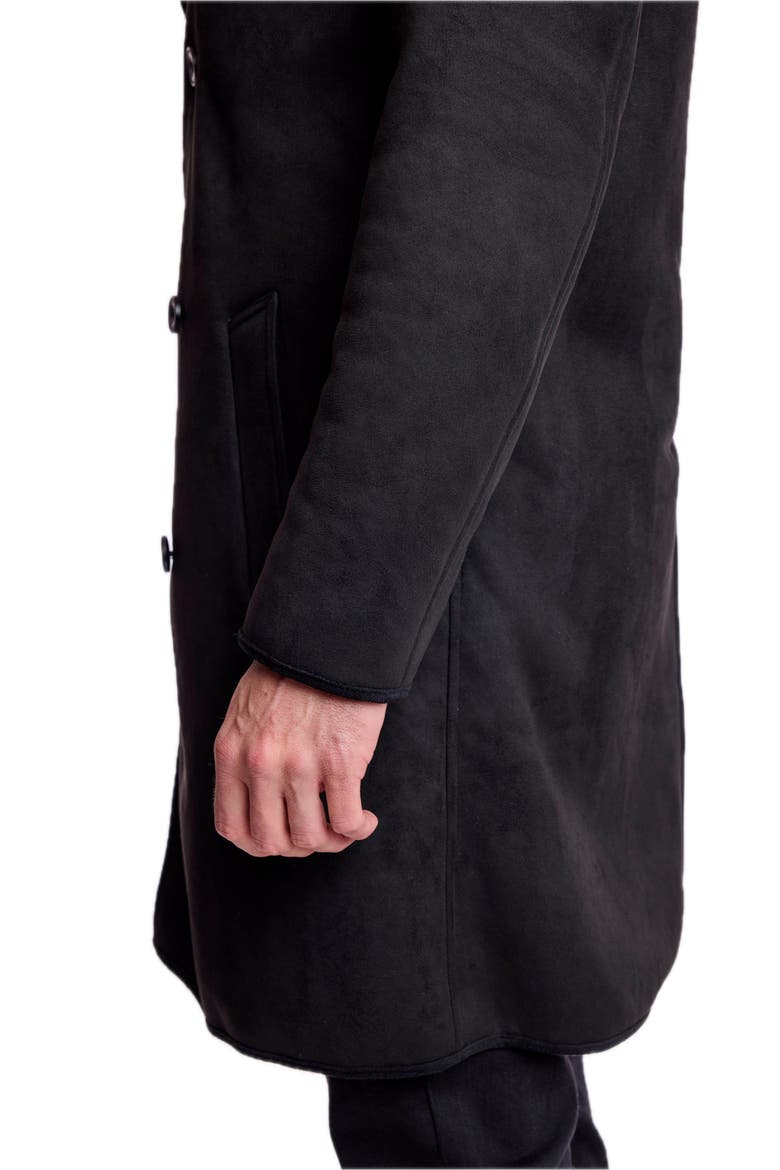 Double Breasted Faux Shearling Lined Overcoat, Alternate, color, BLACKOUT