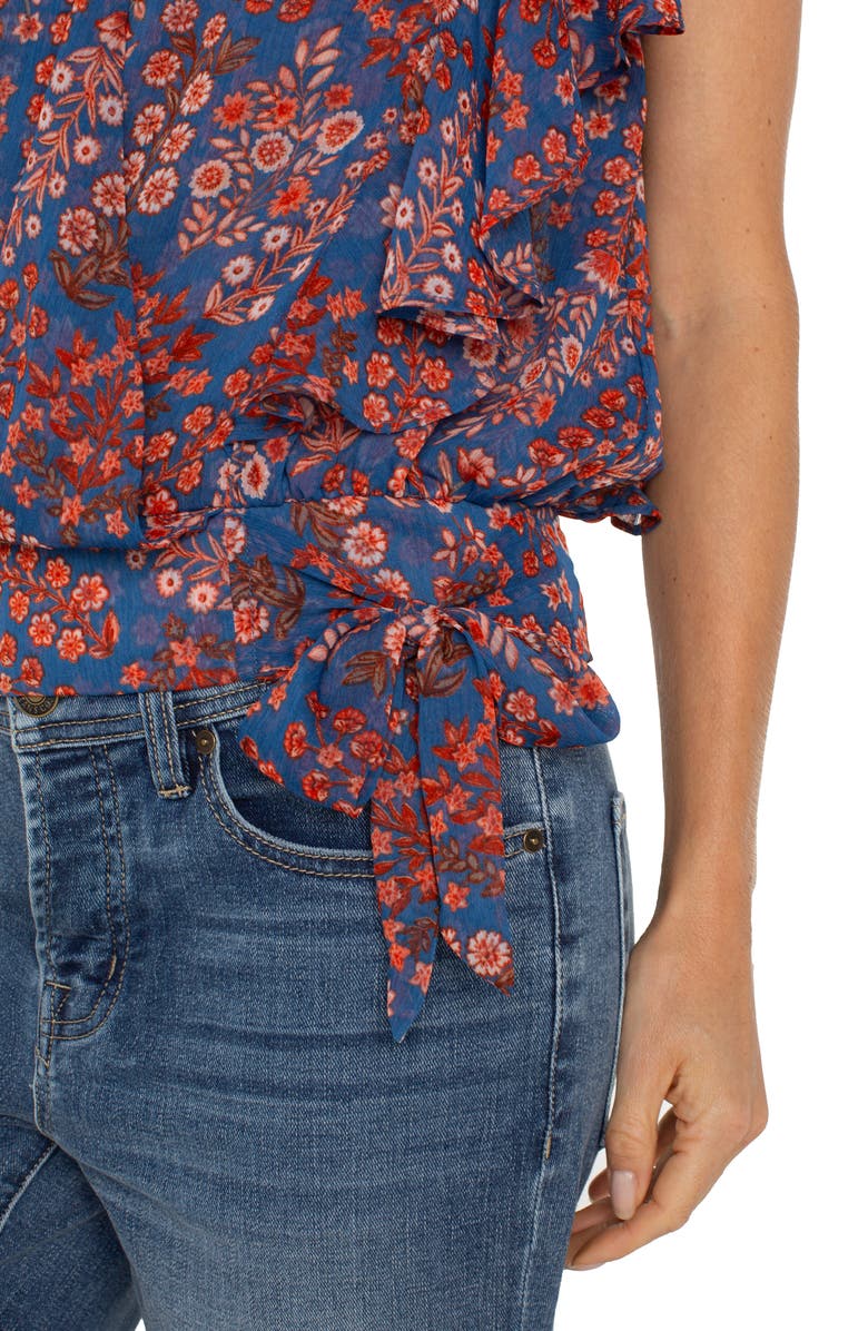 Liverpool Los Angeles Floral Ruffle Sleeve Top, Alternate, color, 