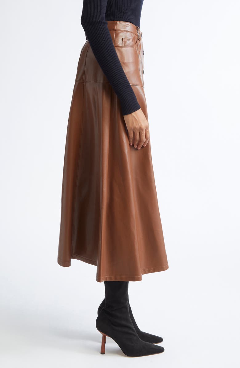 Cinq à Sept Veena Faux Leather Skirt, Alternate, color, Dark Sepia