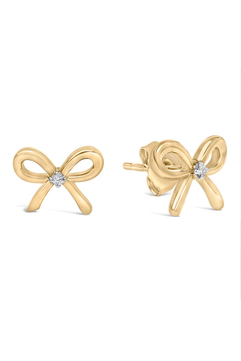 Gold Vermeil Diamond Accent Bow Earring, Alternate, color, Silver