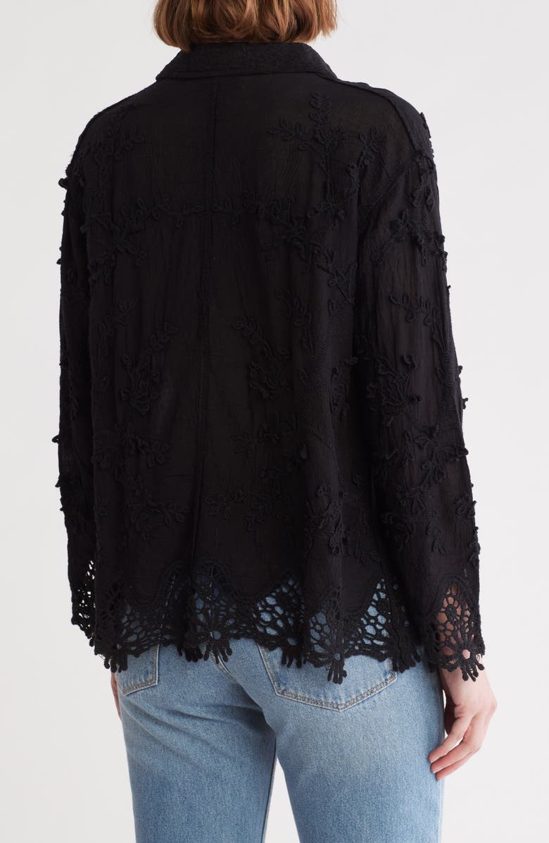 Forgotten Grace Floral Lace Button-Up Shirt, Alternate, color, Black