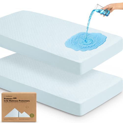 Keababies 2-pack Mavy Protect+ Waterproof Crib Mattress Protector In Frost