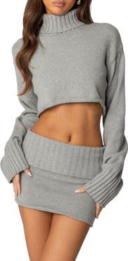 EDIKTED Gino Crop Turtleneck Sweater