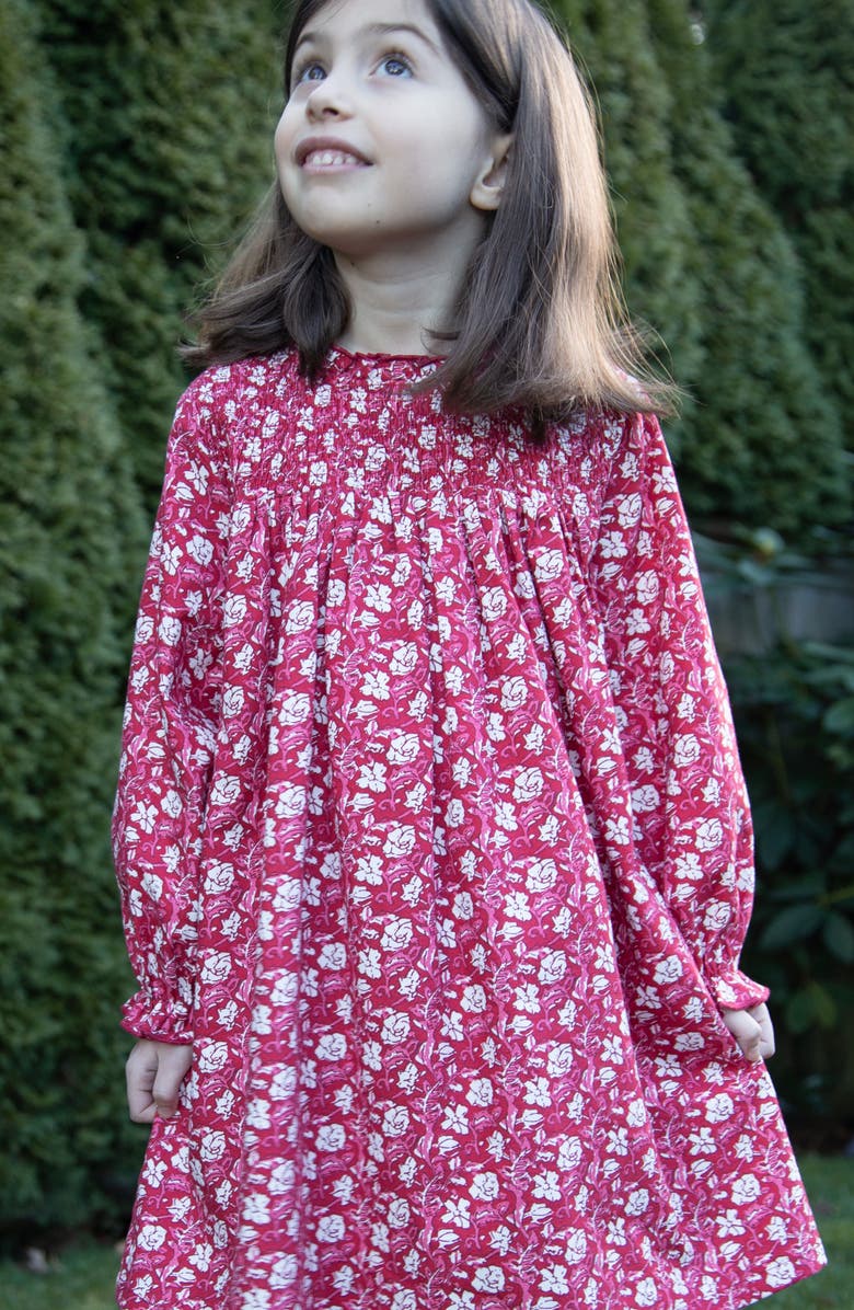 Beet World Kids' Floral Smocked Long Sleeve Dress, Alternate, color, 