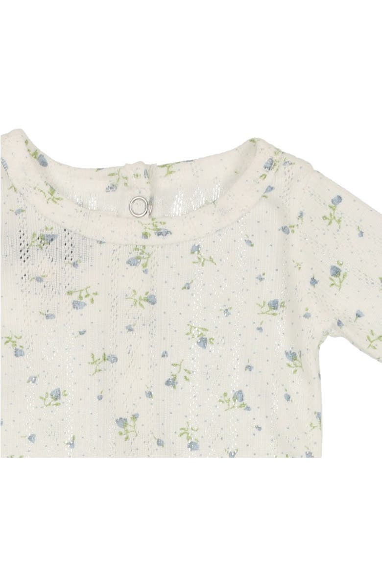 Manière Floral Cotton Pointelle Footie, Alternate, color, 