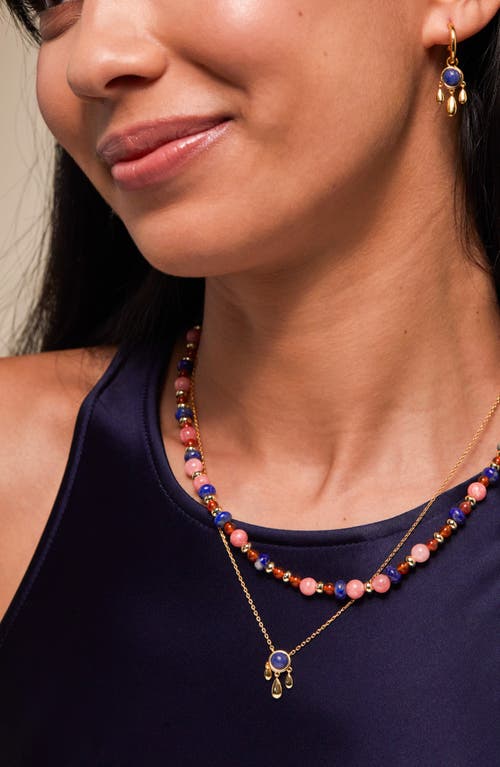 Estella Bartlett Semiprecious Stone & Droplet Pendant Necklace In Gold