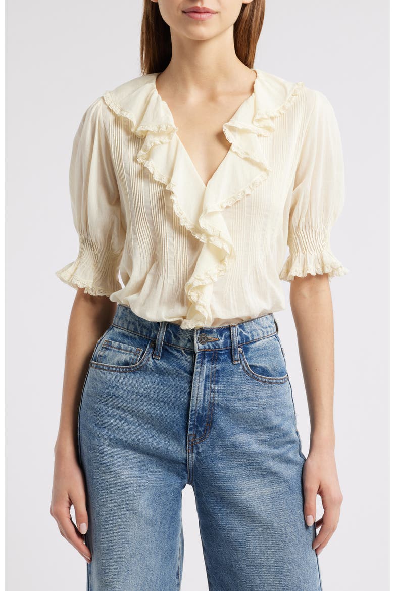 Henri Organic Cotton Voile Top, Main, color, CREME CITRON