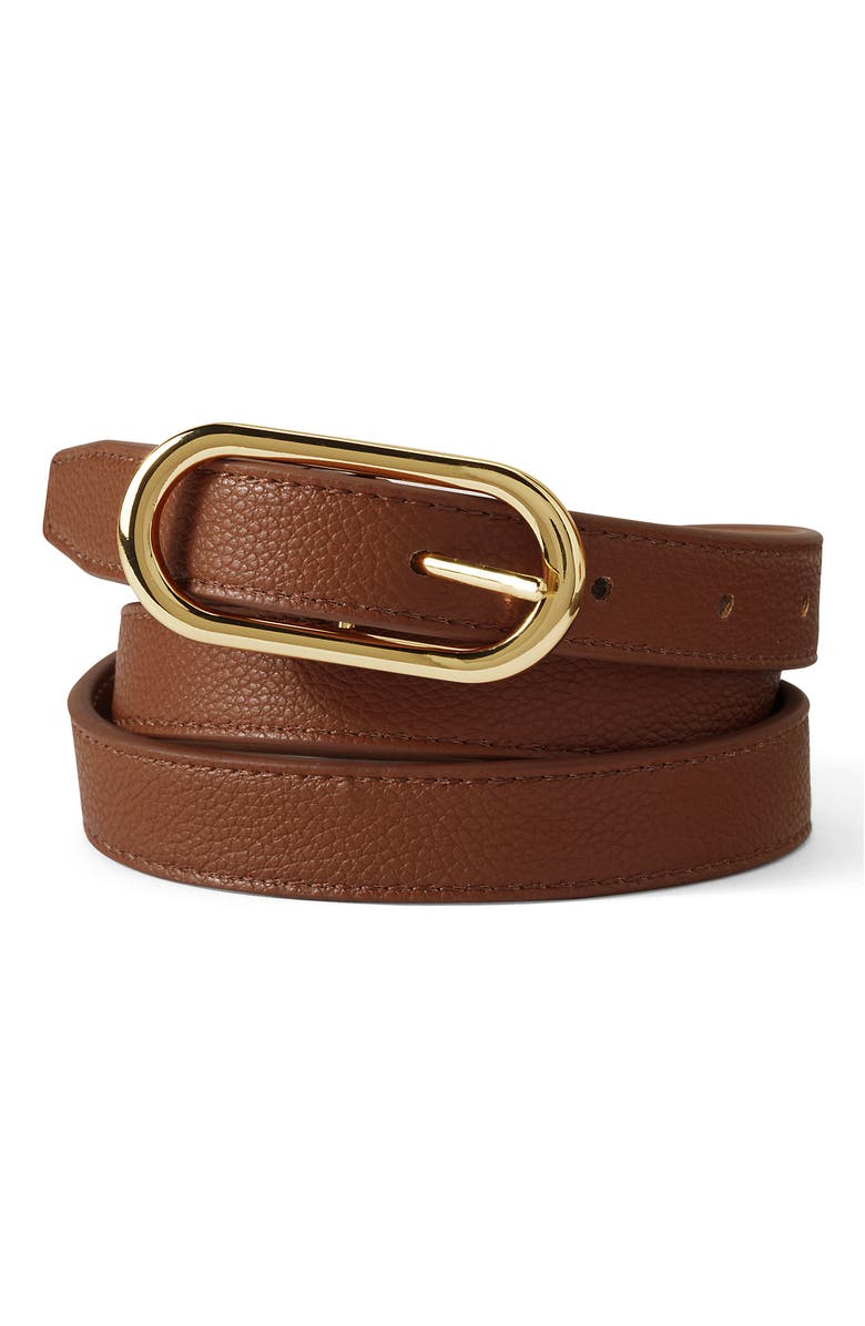 Lands' End Faux Leather Skinny Reversible Belt, Alternate, color, Tan/Caramel