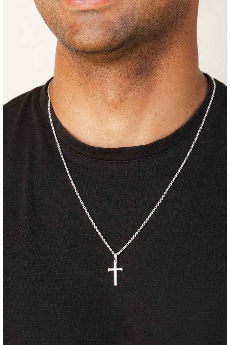 Large Cross Pendant Necklace, Alternate, color, Sterling Silver