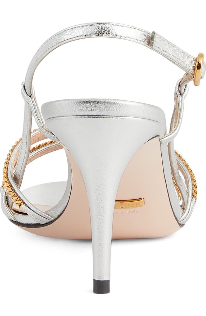 Gucci Chain Trim Strappy Slingback Sandal, Alternate, color,