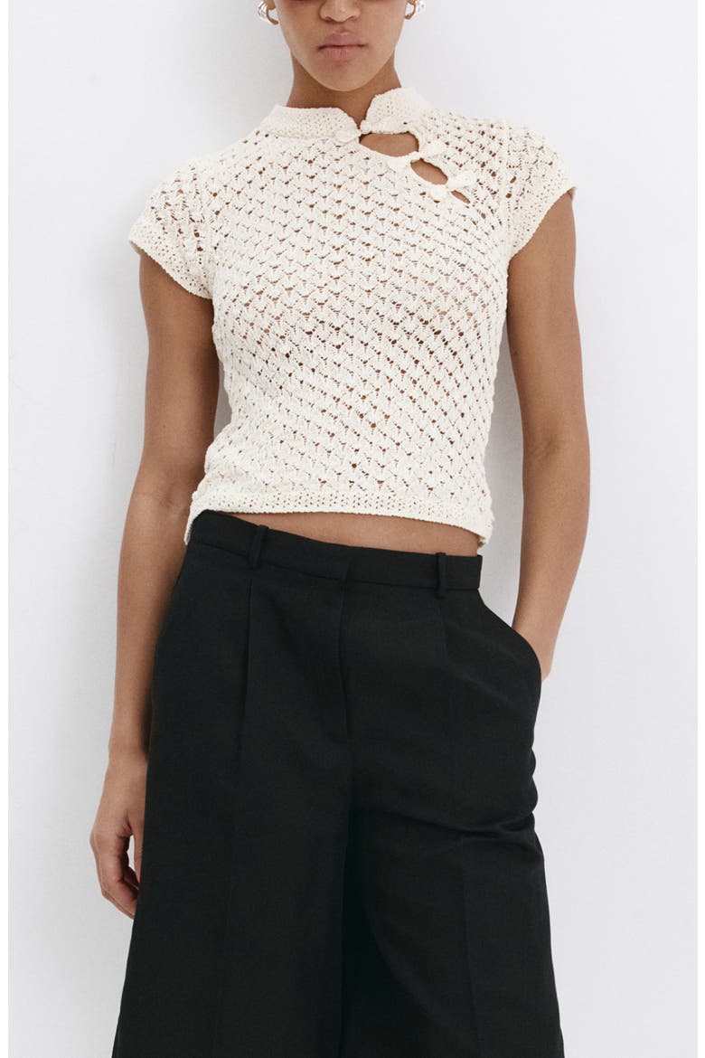Openwork Knit Toggle Sweater, Main, color, ECRU