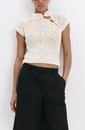 MANGO Openwork Knit Toggle Sweater