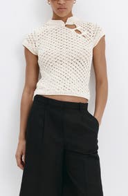 MANGO Openwork Knit Toggle Sweater