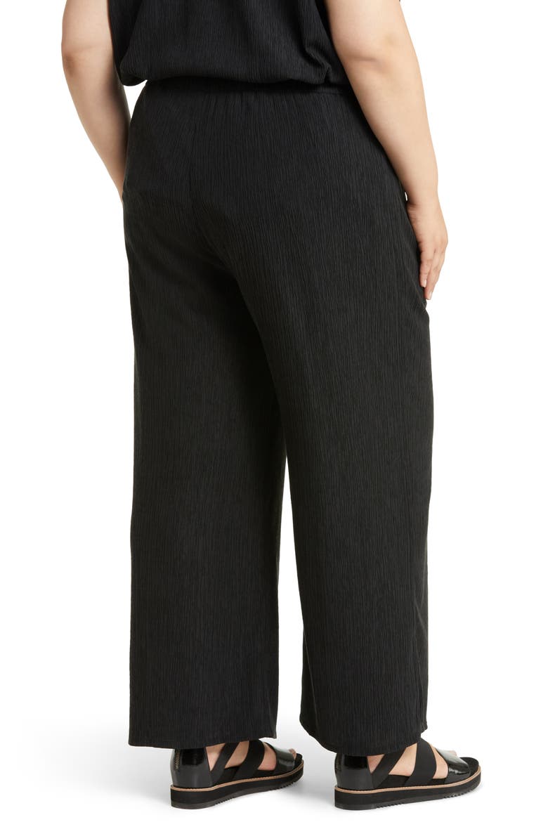 Textured Wide Leg Pants, Alternate, color, BLACK