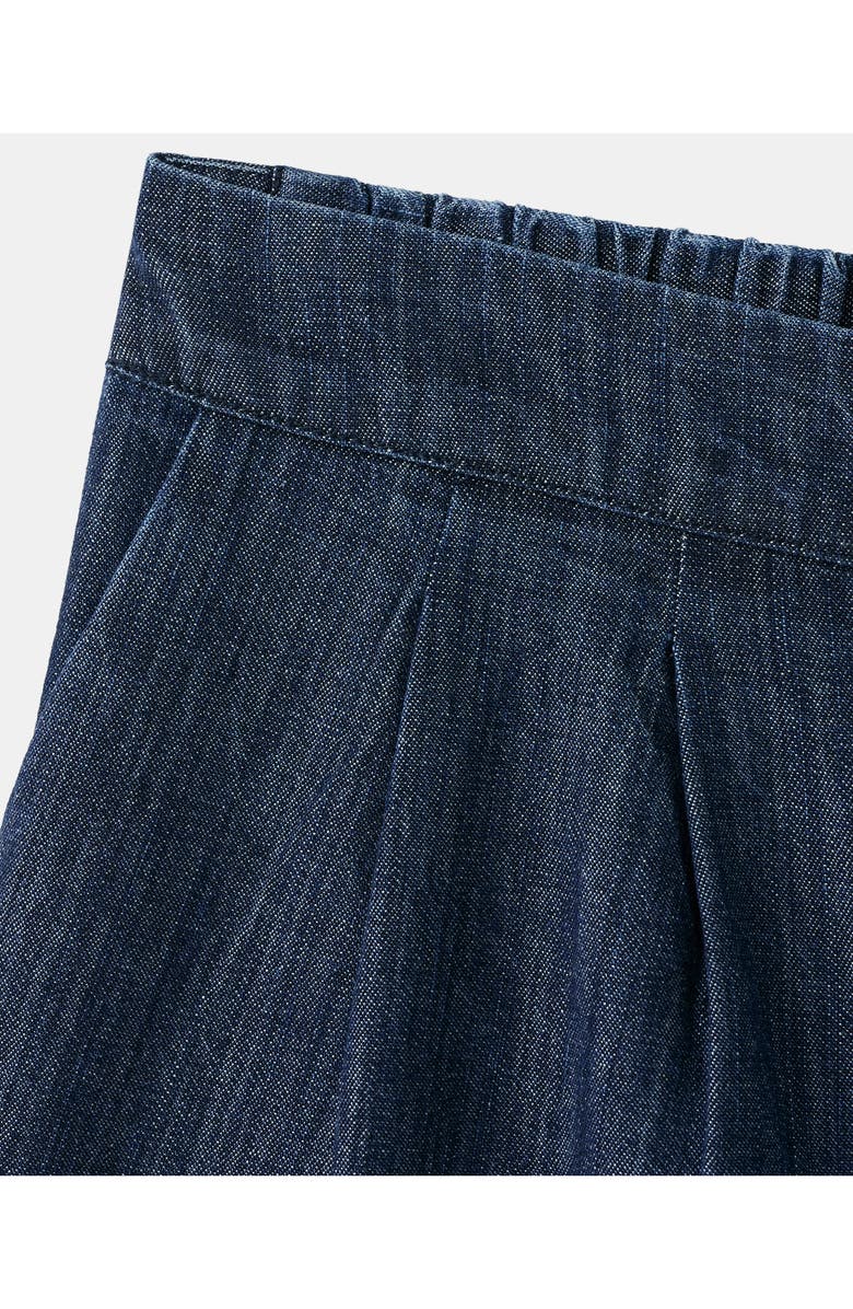 MANGO Pleated Pull-On Denim Shorts, Alternate, color,