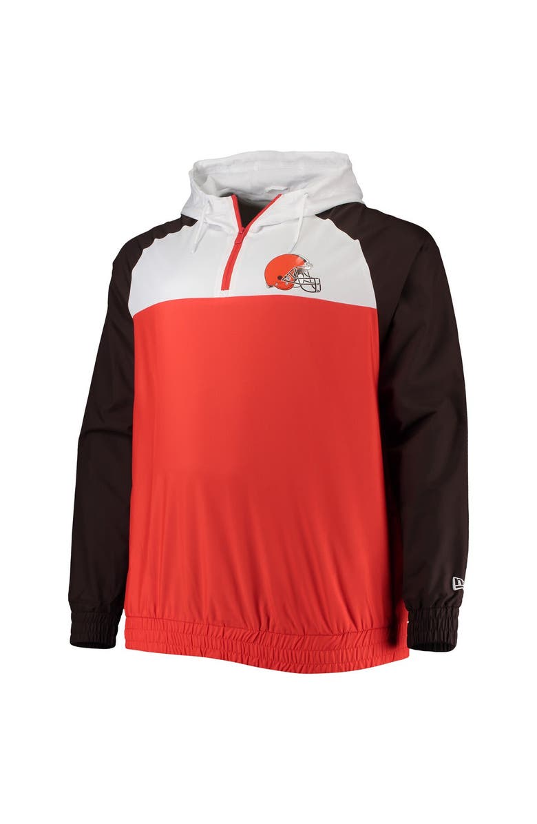 New Era Men's New Era Orange/Brown Cleveland Browns Big & Tall League Raglan Quarter-Zip Hoodie, Alternate, color, Orange