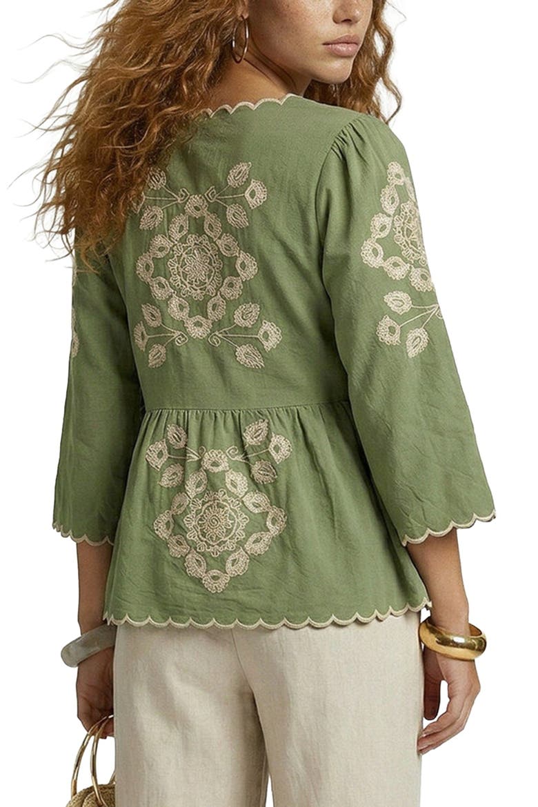 Aubrey V-Neck Embroidered Blouse, Alternate, color, Light Green
