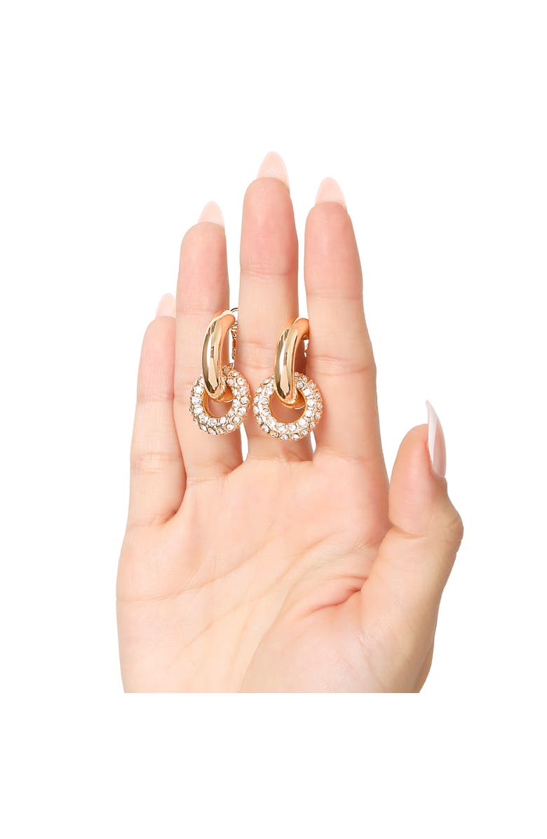 BCBG Pavé and Polished Gold-Tone Double Hoop Earrings, Alternate, color, Gold Tone