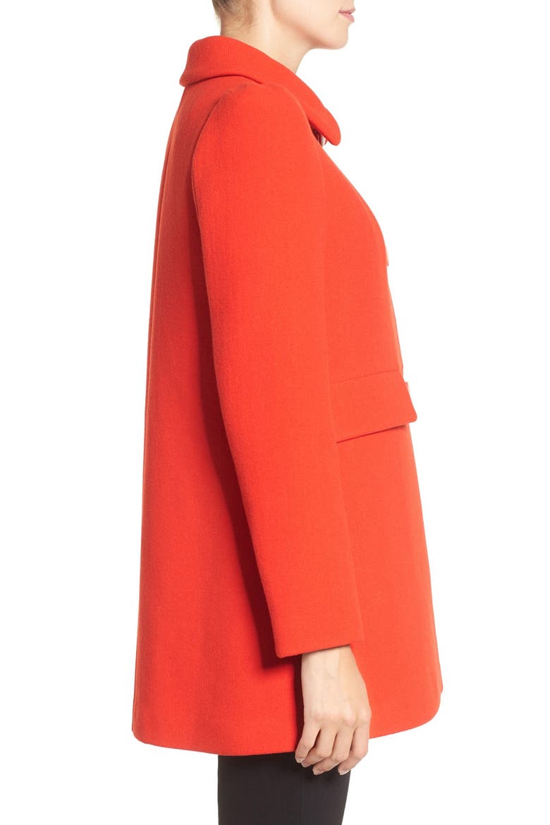 wool blend a-line coat, Alternate, color, LOLLIPOP RED
