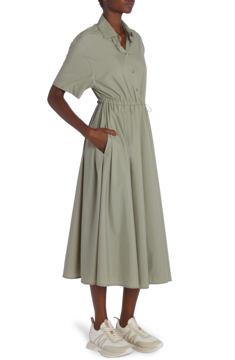 Moncler Drawstring Waist Poplin Midi Shirtdress, Alternate, color, 