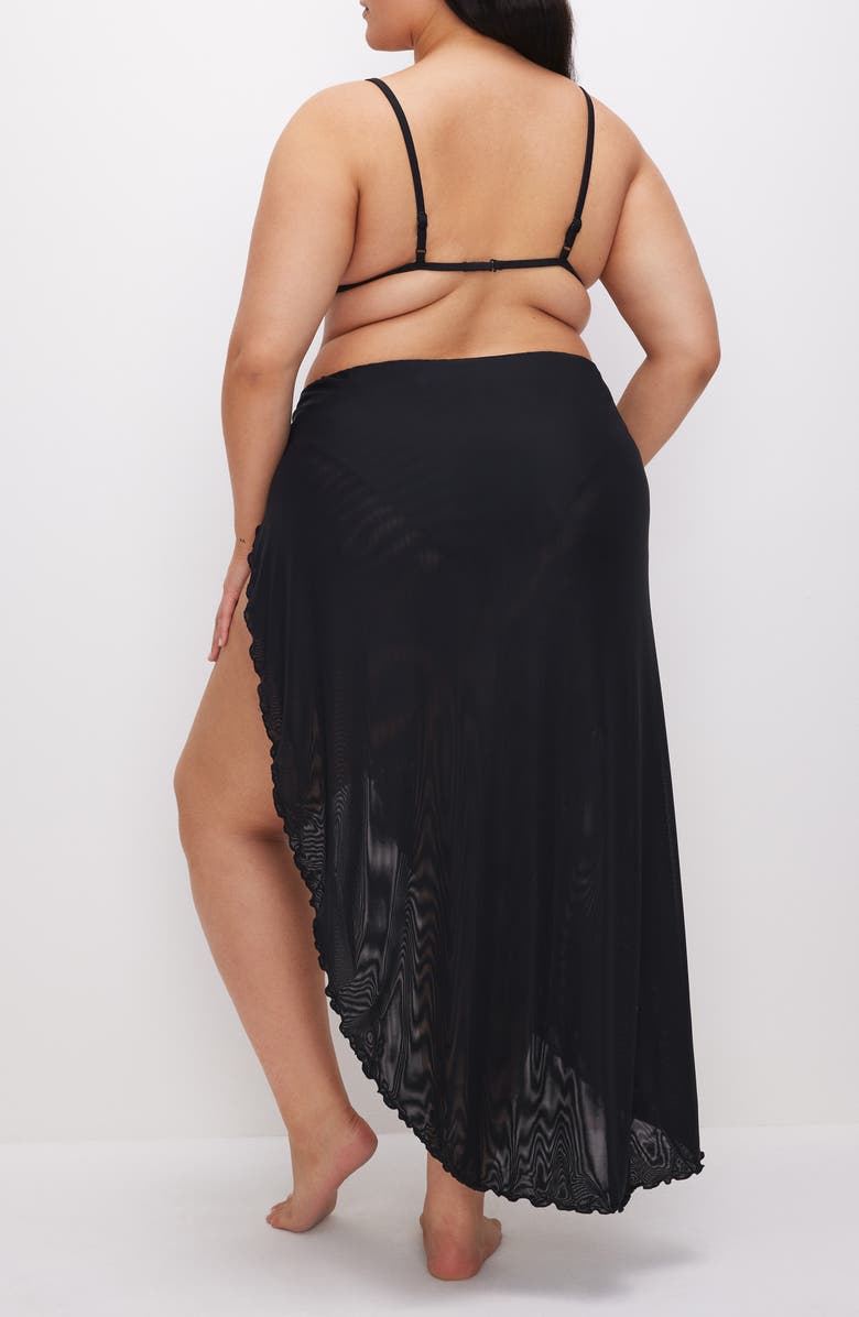 Good American Side Tie Mesh Cover-Up Skirt, Alternate, color, 
