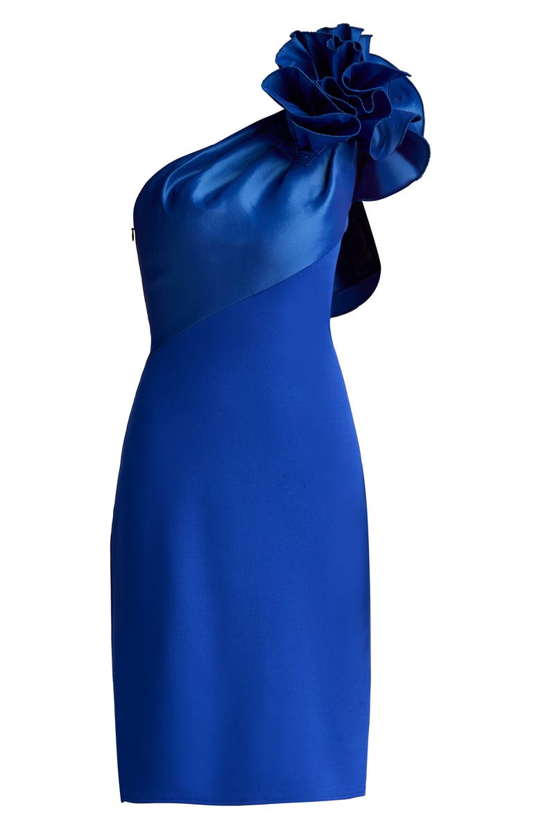 Tadashi Shoji Rosette Detail One-Shoulder Cocktail Dress, Alternate, color,