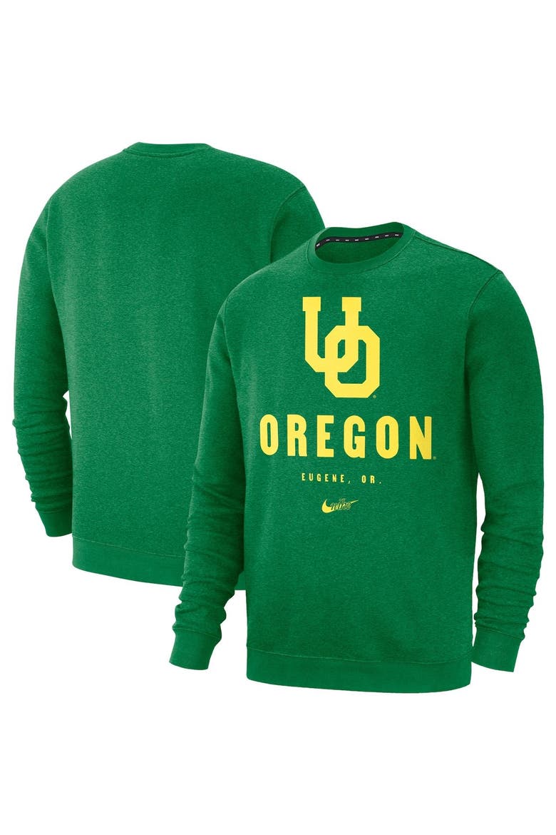 Men's Nike Green Oregon Ducks Vault Stack Club Fleece Pullover Sweatshirt, Alternate, color, Green