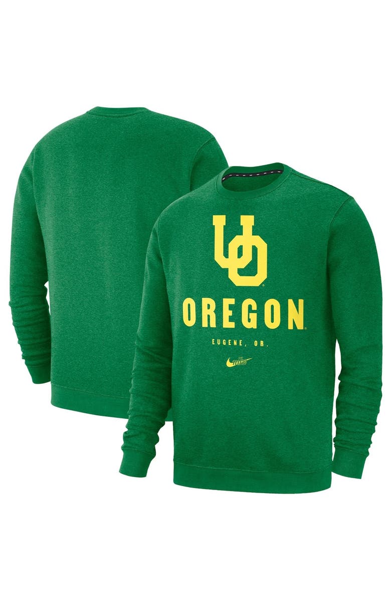 Nike Men's Nike Green Oregon Ducks Vault Stack Club Fleece Pullover Sweatshirt, Alternate, color, 