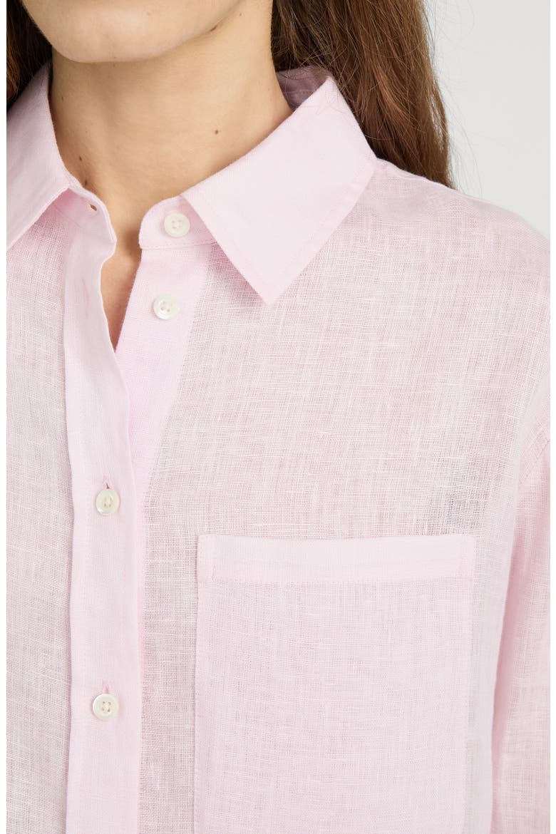 The Boy Linen Button-Up Shirt, Alternate, color, BUBBLE GUM
