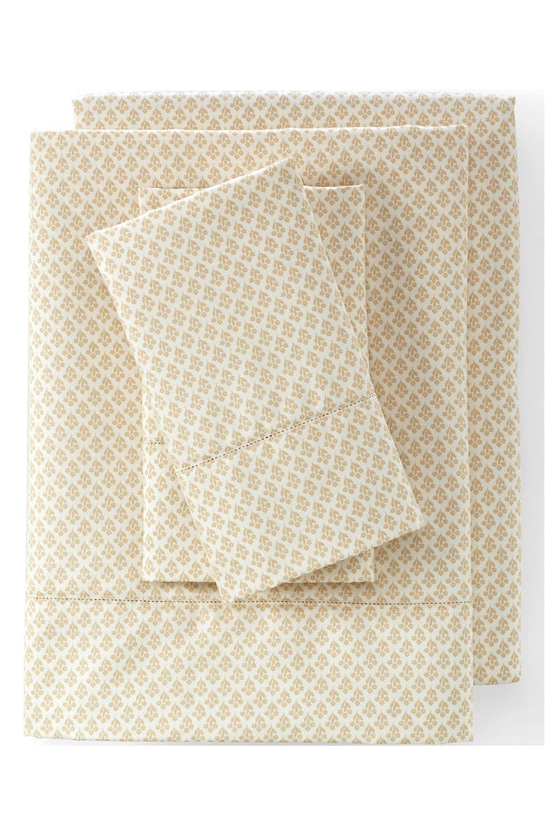 Lands' End 700 Thread Count Luxe Sateen Egyptian Cotton No Iron Pillowcases, Main, color, Champagne Floral Foulard
