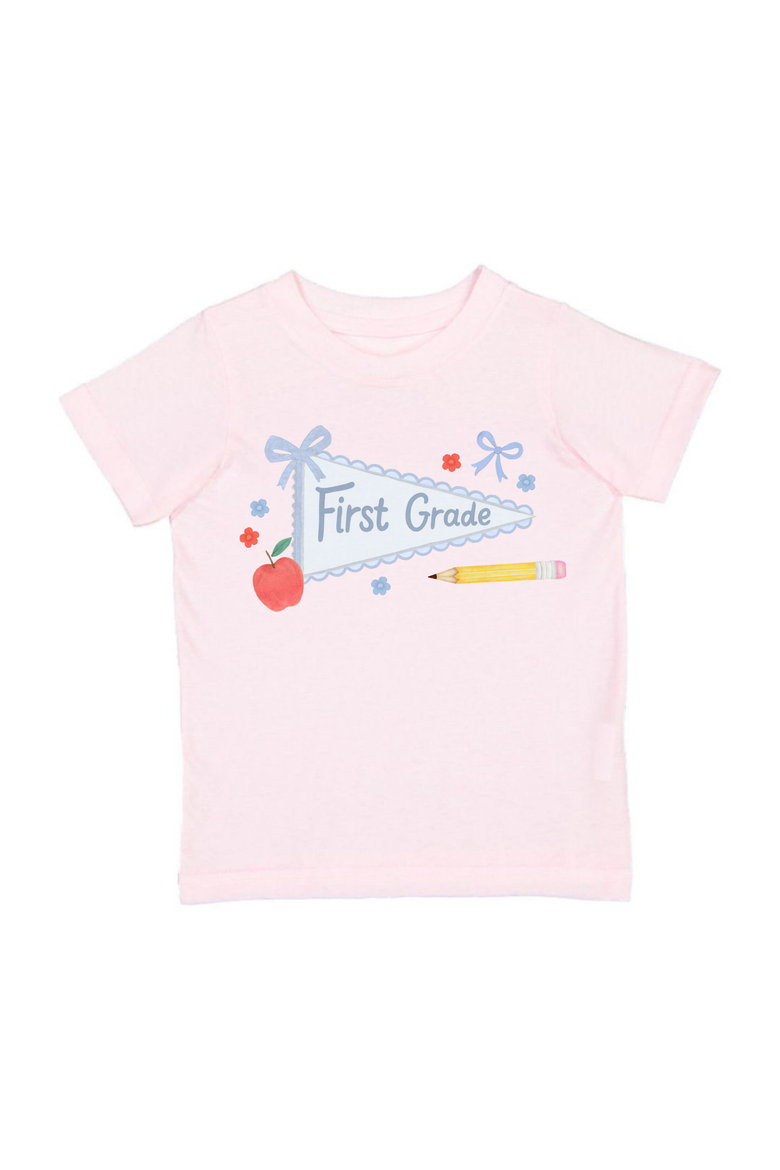 First Grade Pennant Short Sleeve T-Shirt, Main, color, Ballet Pink