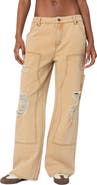 EDIKTED Alibi Distressed Low Rise Wide Leg Carpenter Jeans