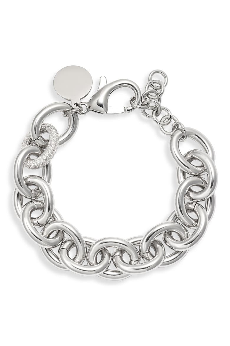 Chunky Chain Bracelet, Main, color, RHODIUM SILVER