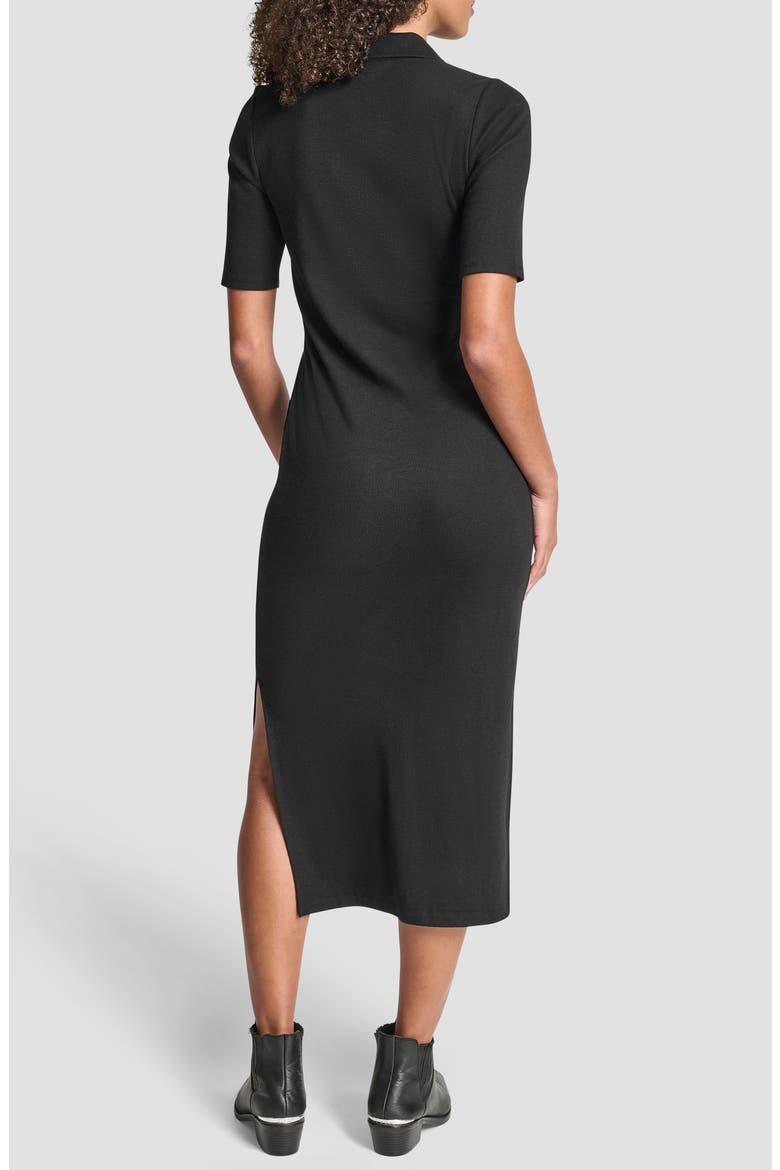 Short Sleeve Polo Dress, Alternate, color, BLACK