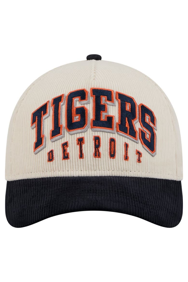 Men's New Era  Cream/Navy Detroit Tigers Sided Corduroy 9FORTY A-Frame Adjustable Hat, Alternate, color, Cream