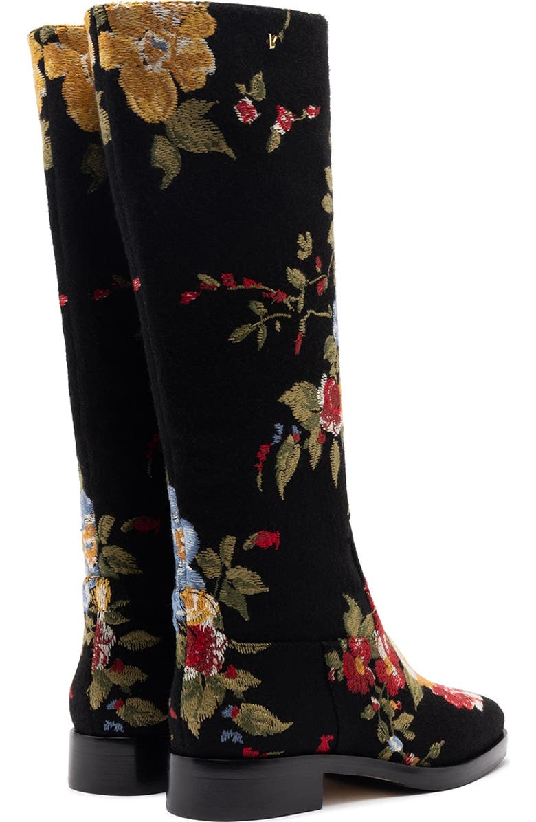 Larroudé x Markarian Flat Boot In Wool and Floral Embroidery, Alternate, color,