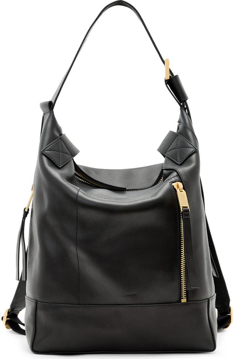 AllSaints Alba Leather Backpack, Main, color,