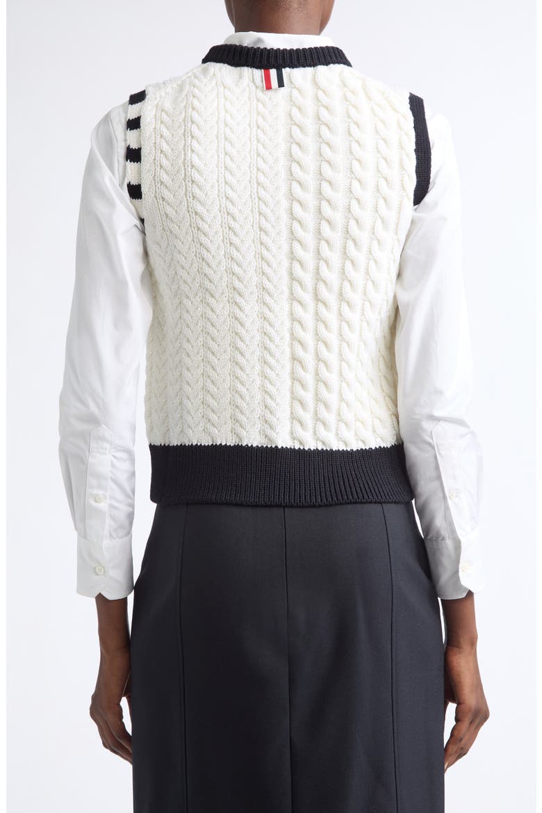 Aran Cable Merino Wool Shell Top, Alternate, color, WHITE