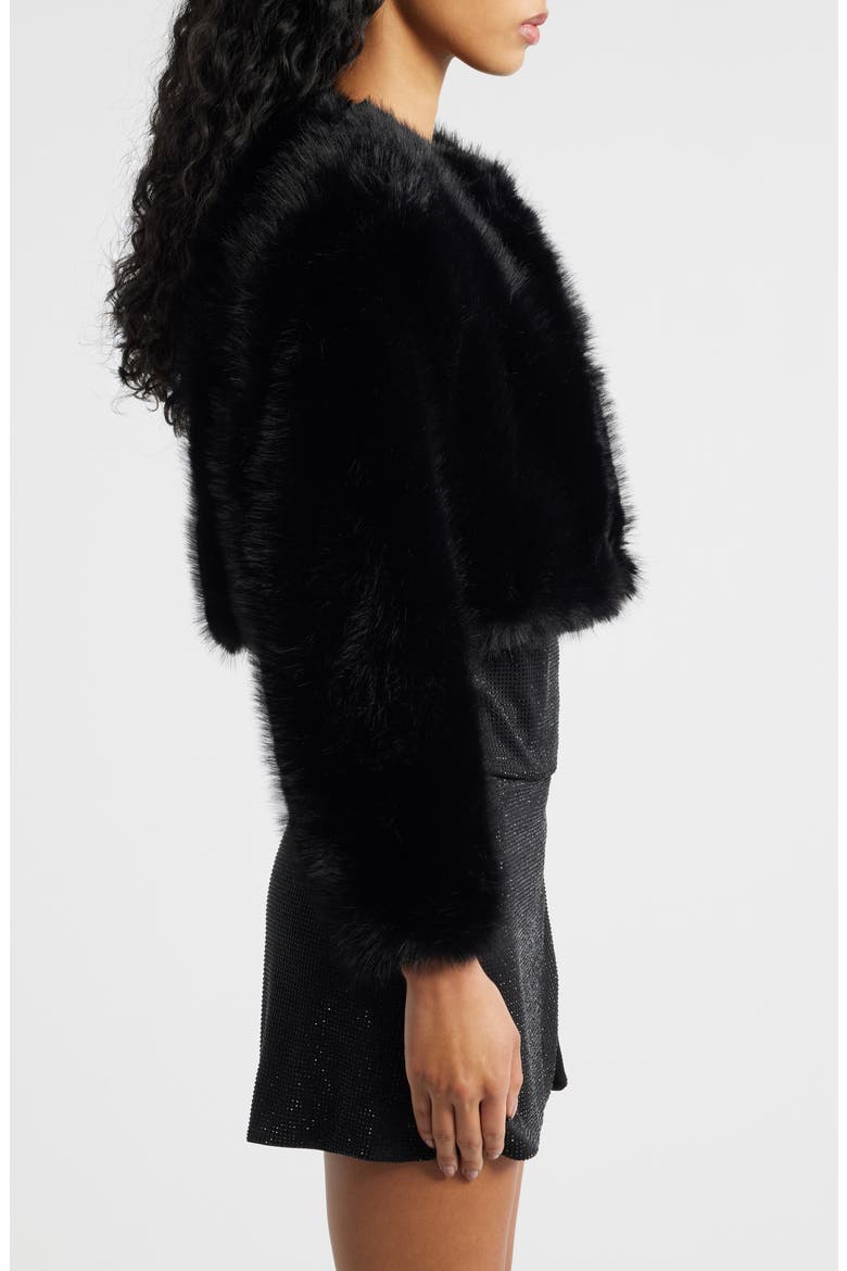 Faux Fur Crop Jacket, Alternate, color, BLACK