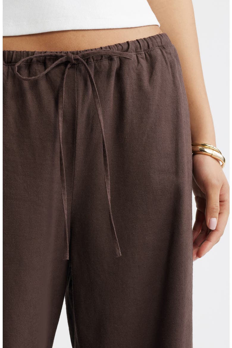 Linen Blend Wide Leg Pants, Alternate, color, BROWN SEAL