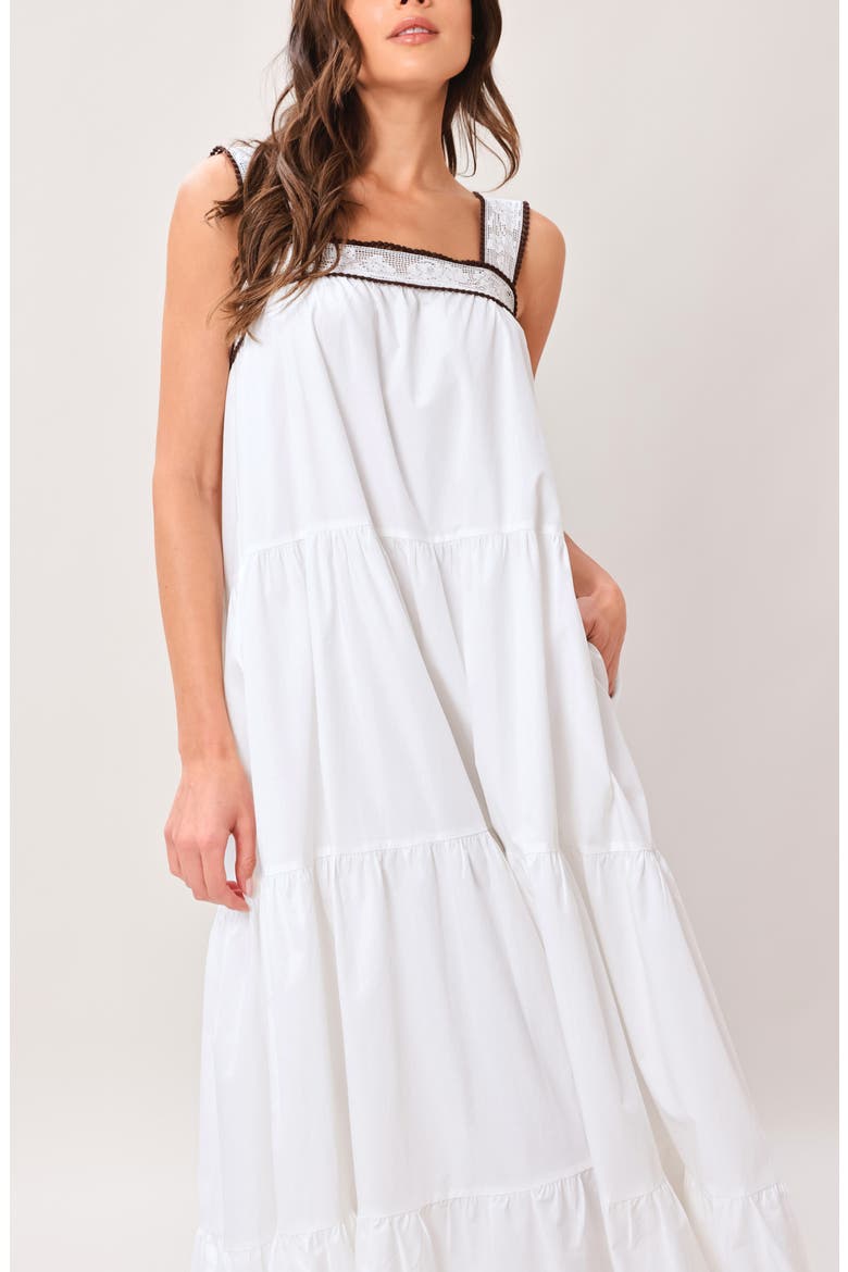 Maxi Dress, Alternate, color, WHITE/ BROWN