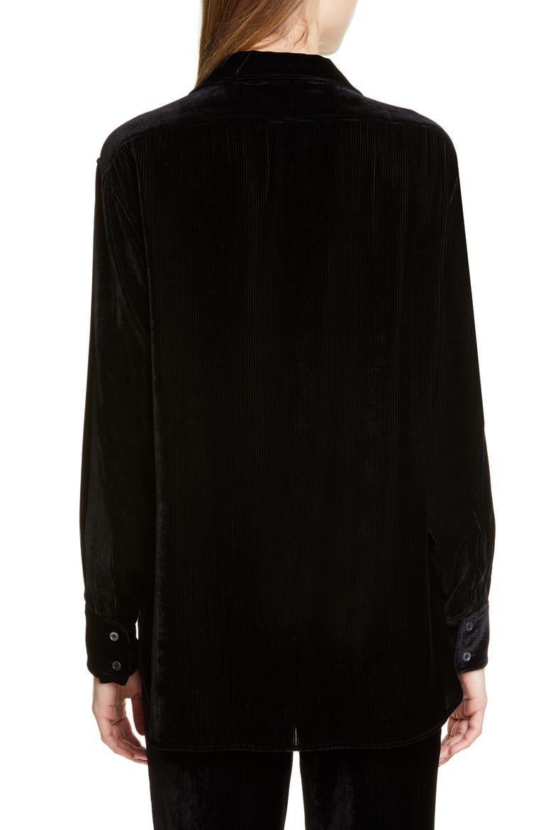 Sander Silk & Cotton Fluid Corduroy Shirt, Alternate, color, BLACK