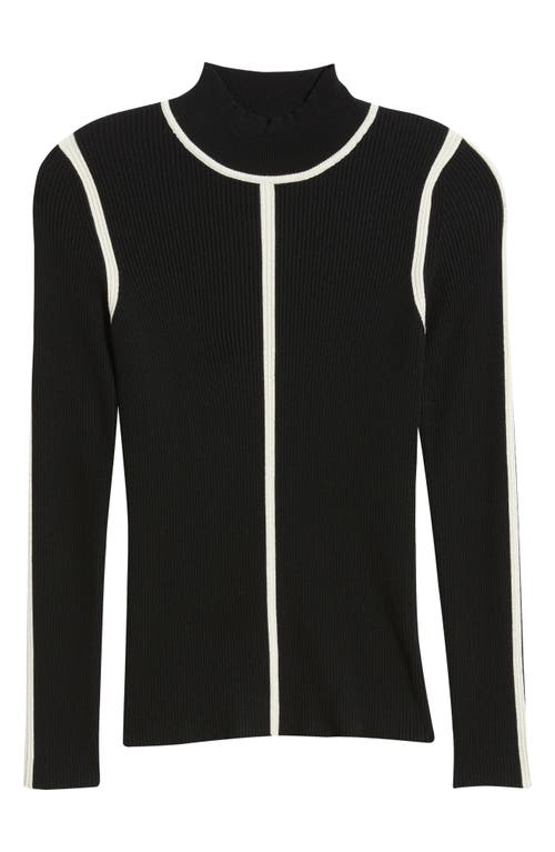 Elie Tahari The Chani Rib Mock Neck Top In Black