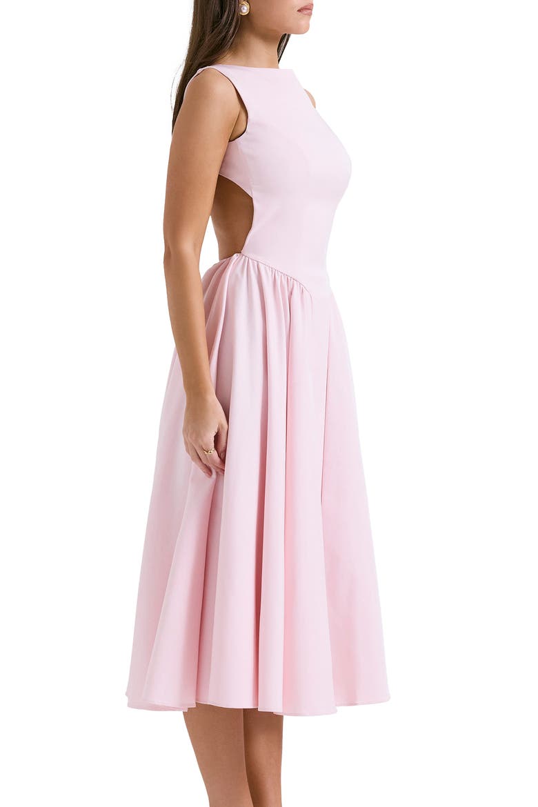 Florentina Open Back Cocktail Midi Dress, Alternate, color, PALE ROSETTE