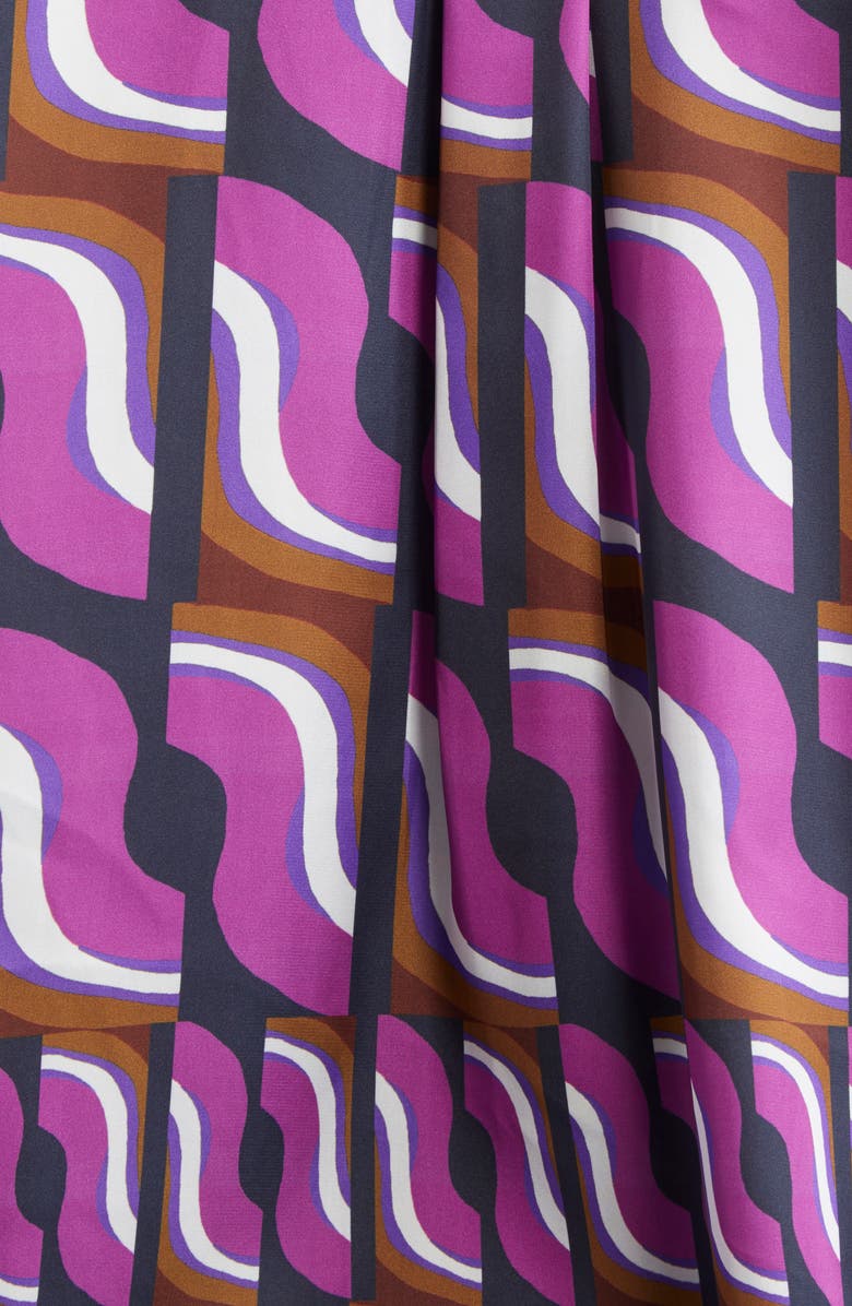 ST. JOHN '70s Block Print Dolman Sleeve Satin Top, Alternate, color, Deep Purple/ Navy Multi