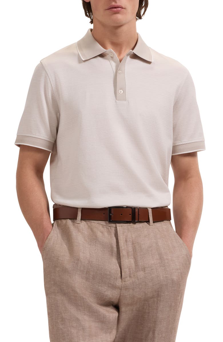 Bugatchi Jacquard Cotton Polo, Main, color, Limestone